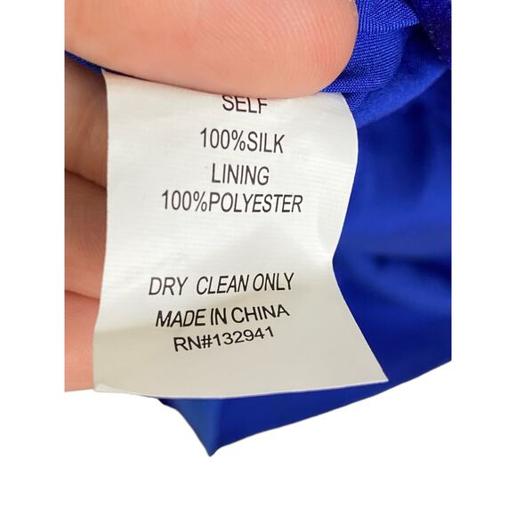 Amanda Uprichard Nicoletta Silk Mini Dress One Shoulder Ruffle Hem Lapis Size S - Picture 9 of 10